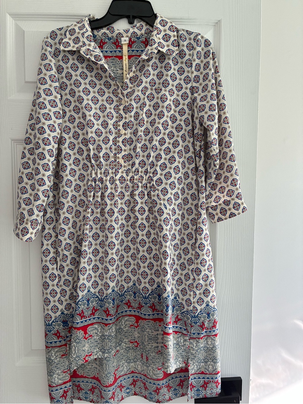 Uncle Frank Boho Paisley Floral Shirt Dress Small